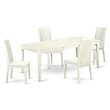 East West Furniture Dover 5-piece Wood Kitchen Table Set in Linen White