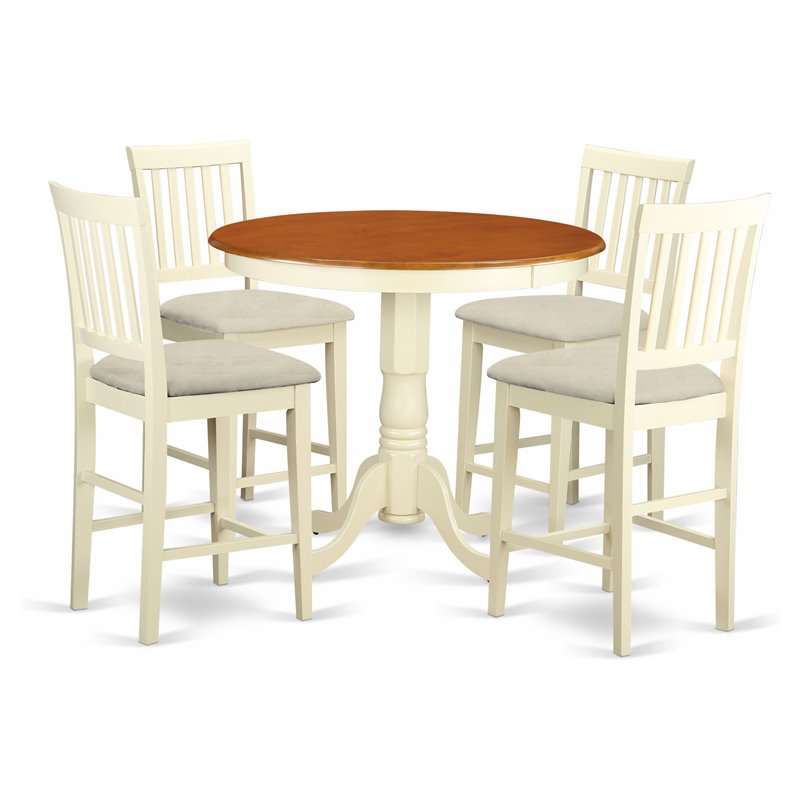 East West Furniture Jackson 5-piece Wood Counter Height Dining Set in Cherry