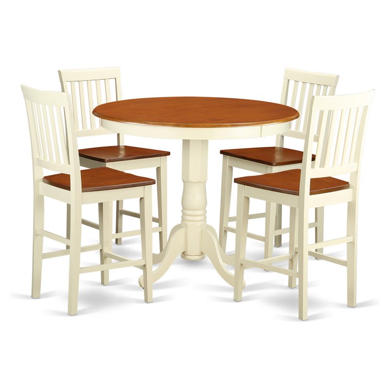 East West Furniture Jackson 5-piece Wood Dining Table and Chair Set in Cherry