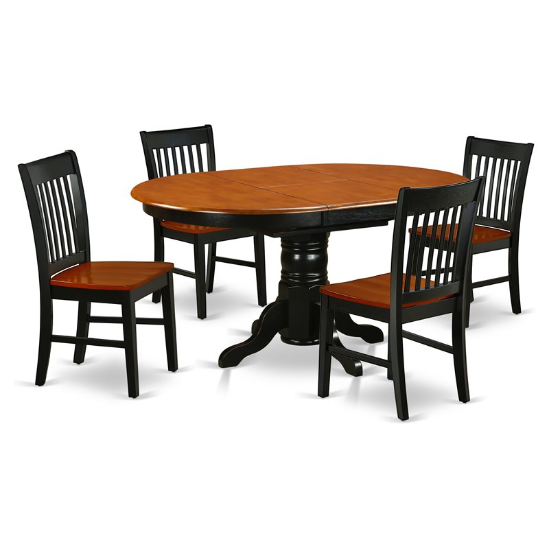 East West Furniture Kenley 5-piece Wood Dining Set in Black/Cherry