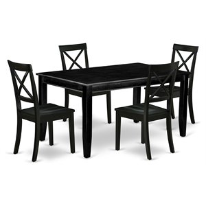 East West Furniture Dudley 5-piece Wood Dining Set with Rectangle Table in Black