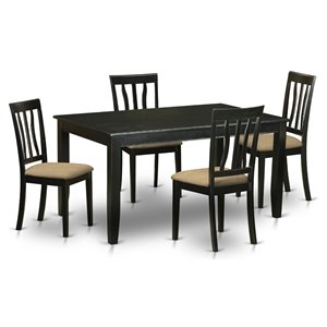 East West Furniture Dudley 5-piece Wood Dining Table and Chair Set in Black
