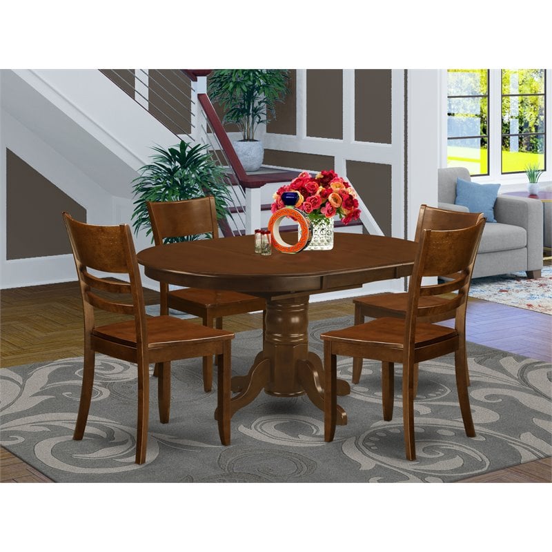 East West Furniture Kenley 5-piece Wood Dining Table Set in Espresso