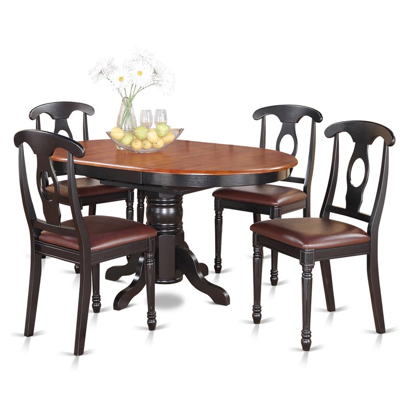 East West Furniture Kenley 5-piece Dining Set with Oval Table in Black/Cherry
