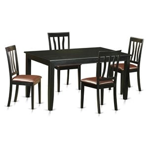 East West Furniture Dudley 5-piece Traditional Wood Dinette Set in Black