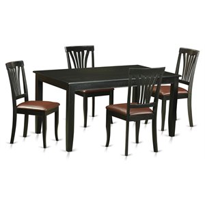 East West Furniture Dudley 5-piece Wood Dinette Table Set in Black