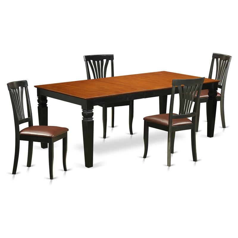 East West Furniture Logan 5-piece Wood Dining Table Set in Black/Cherry