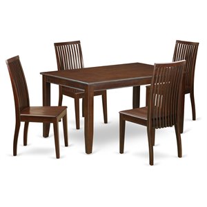 east west furniture dudley 5-piece wood dinette table set in mahogany