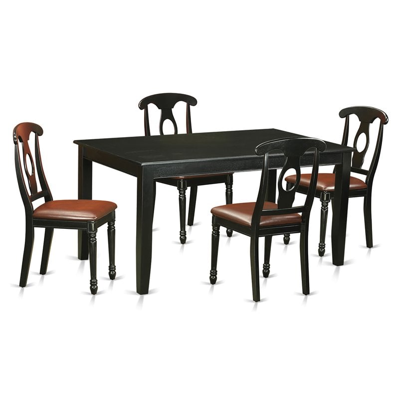 East West Furniture Dudley 5-piece Wood Dining Table and Chairs in Black