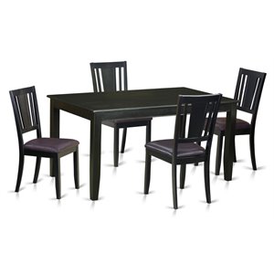 East West Furniture Dudley 5-piece Wood Table and Dining Chair Set in Black