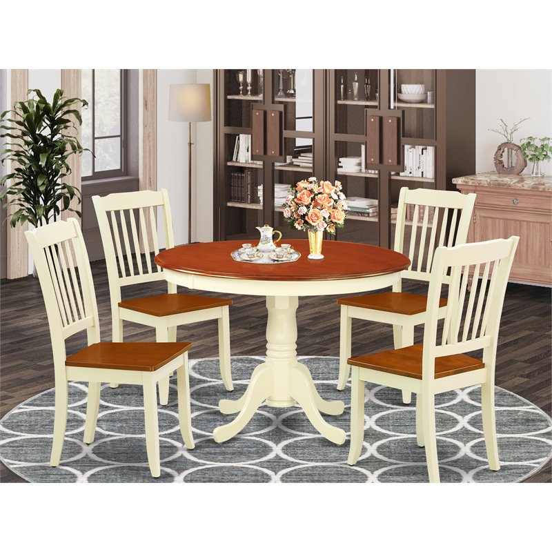 East West Furniture Hartland 5-piece Dining Set with Slatted Chairs in Cherry
