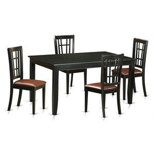 East West Furniture Dudley 5-piece Traditional Wood Dining Table Set in Black