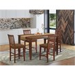 East West Furniture Dudley 5-piece Wood Counter Height Table Set in Mahogany