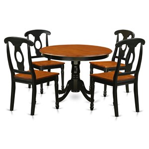 east west furniture hartland 5-piece dining table and chair set in black/cherry