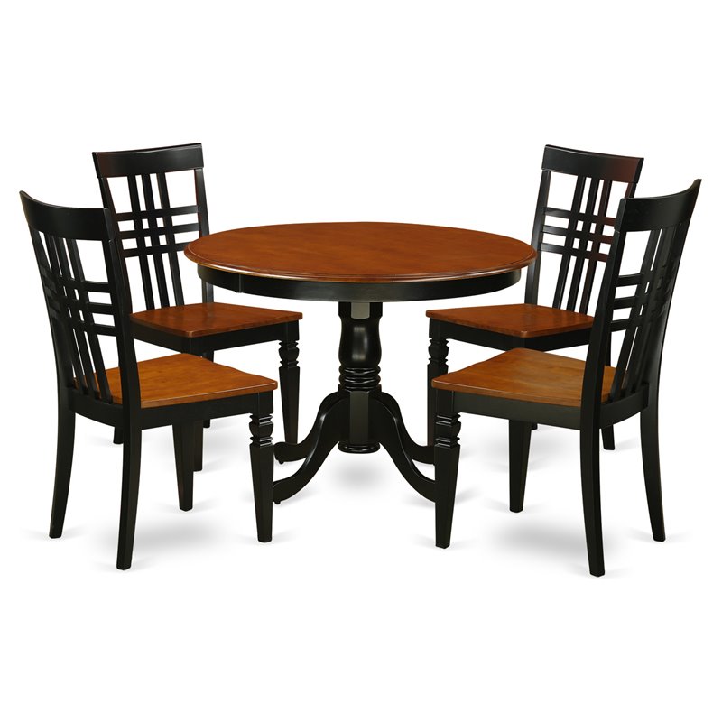 East West Furniture Hartland 5-piece Dining Table and Chairs in Black/Cherry