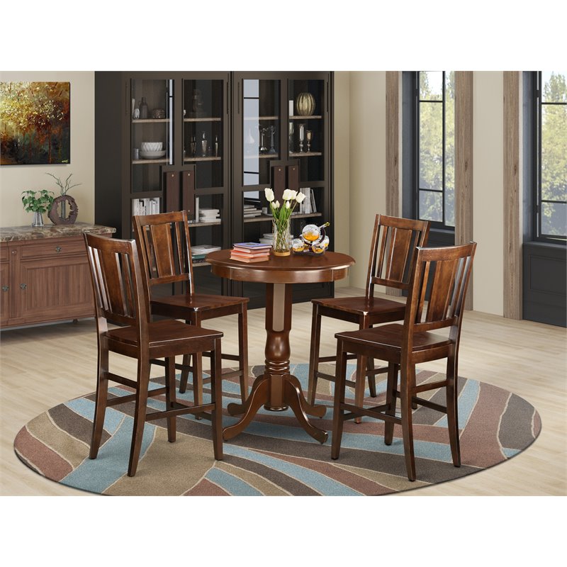 East West Furniture Eden 5-piece Traditional Wood Dining Set in Mahogany