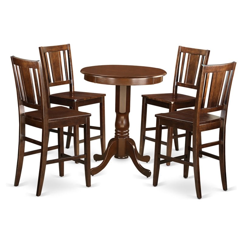 East West Furniture Eden 5-piece Traditional Wood Dining Set in Mahogany
