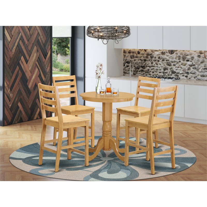 East West Furniture Eden 5-piece Wood Dining Table and Chairs in Oak