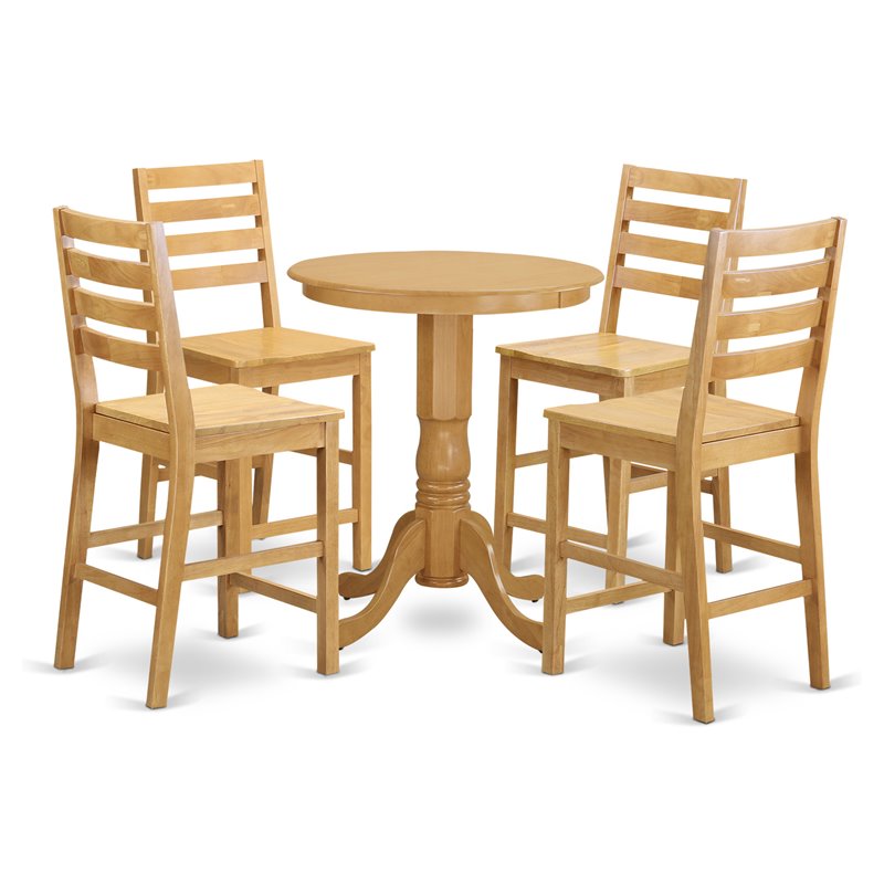 East West Furniture Eden 5-piece Wood Dining Table and Chairs in Oak