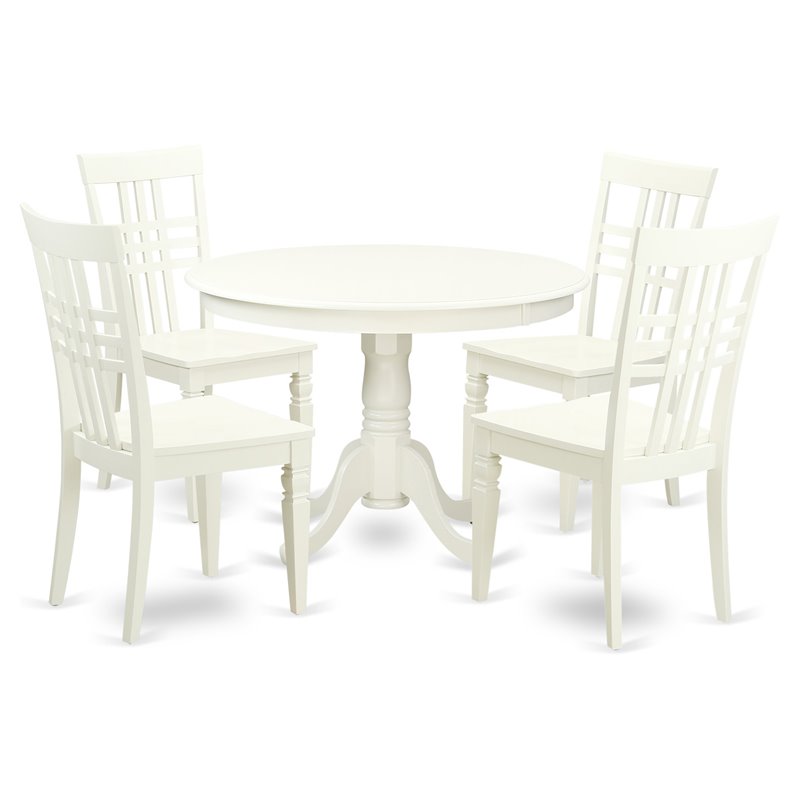 East West Furniture Hartland 5-piece Wood Dinette Set in Linen White