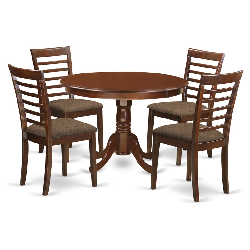 East West Furniture Hartland 5-piece Wood Kitchen Table Set in Mahogany