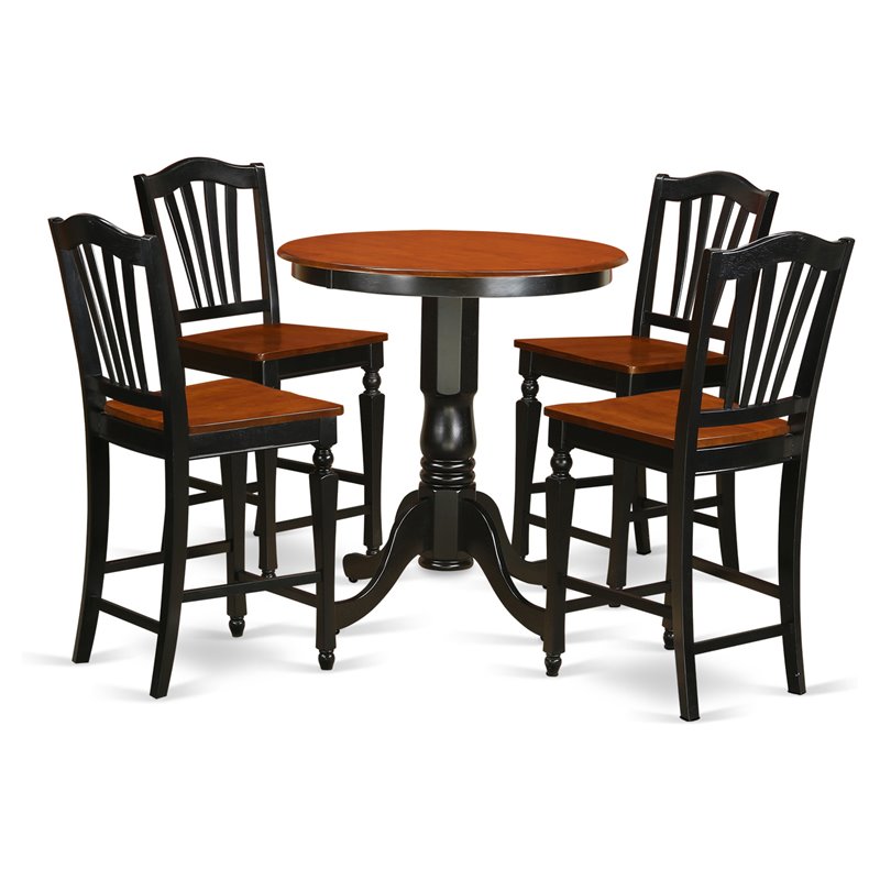 East West Furniture Eden 5-piece Wood Dining Room Set in Black and Cherry