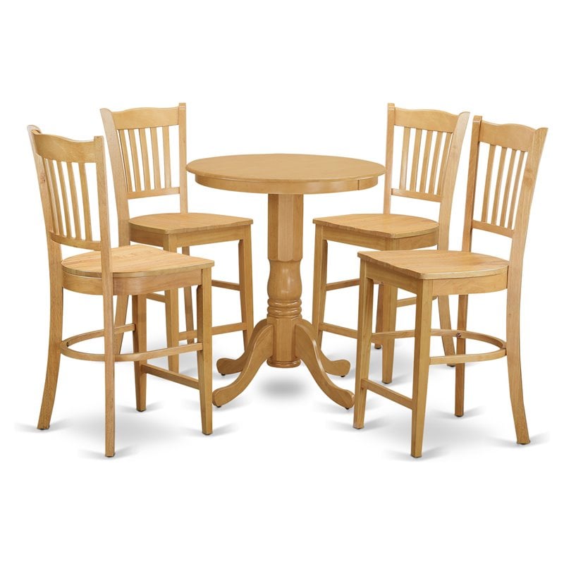 East West Furniture Eden 5-piece Traditional Wood Kitchen Set in Oak