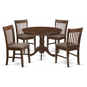 east west furniture hartland 5-piece kitchen table and chair set in mahogany