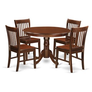 east west furniture hartland 5-piece traditional wood dining set in mahogany