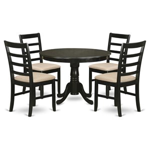 east west furniture hartland 5-piece dining set with cushion seat in cappuccino