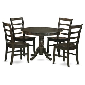east west furniture hartland 5-piece dining set with wood seat in cappuccino