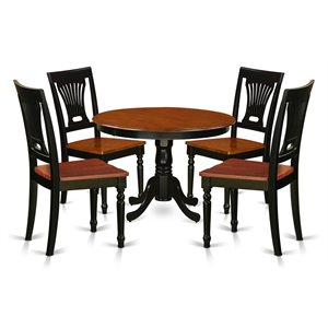 east west furniture hartland 5-piece wood dinette set in black/cherry