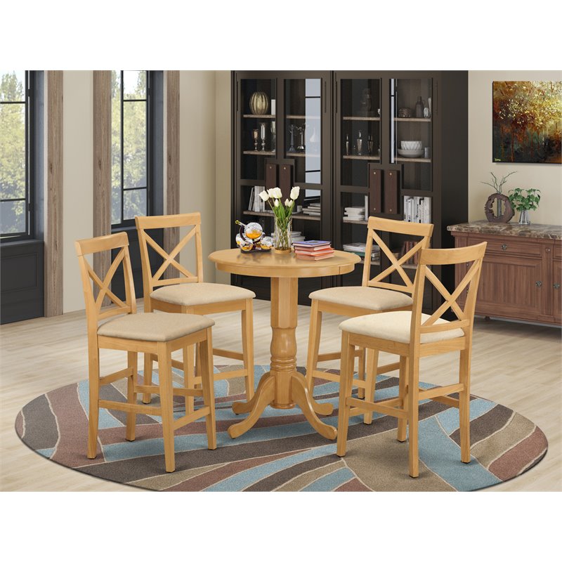 East West Furniture Eden 5-piece Traditional Wood Dining Table Set in Oak