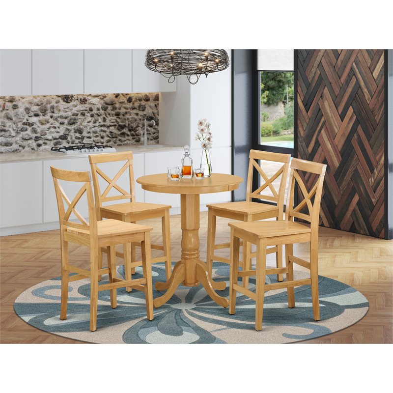 East West Furniture Eden 5-piece Traditional Wood Dining Room Set in Oak