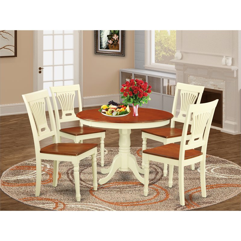 East West Furniture Hartland 5-piece Wood Table and Dining Chair Set in Cherry