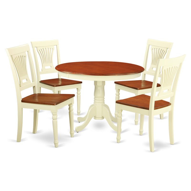 East West Furniture Hartland 5-piece Wood Table and Dining Chair Set in Cherry