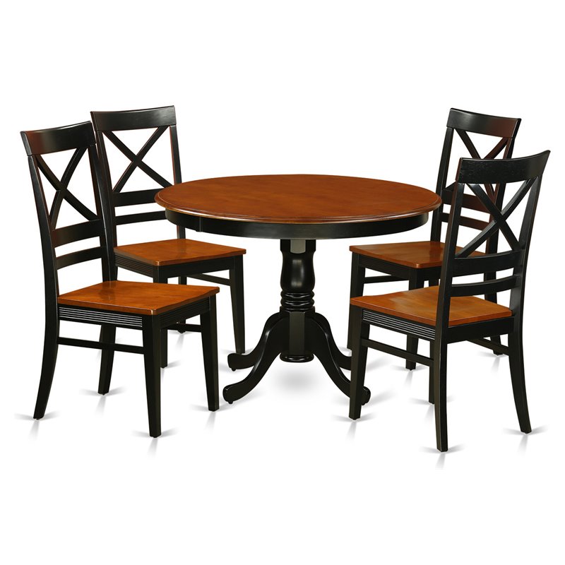 East West Furniture Hartland 5-piece Wood Dinette Table Set in Black/Cherry