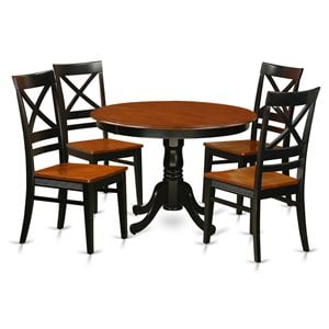 east west furniture hartland 5-piece wood dinette table set in black/cherry