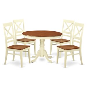 east west furniture hartland 5-piece wood table and dining chairs in cherry
