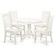 East West Furniture Hartland 5-piece Dining Chair and Round Table Set in White