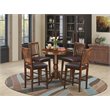 East West Furniture Eden 5-piece Wood Dining Table and Bar Stool Set in Mahogany
