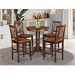 East West Furniture Eden 5-piece Wood Dining Table and Chair Set in Mahogany