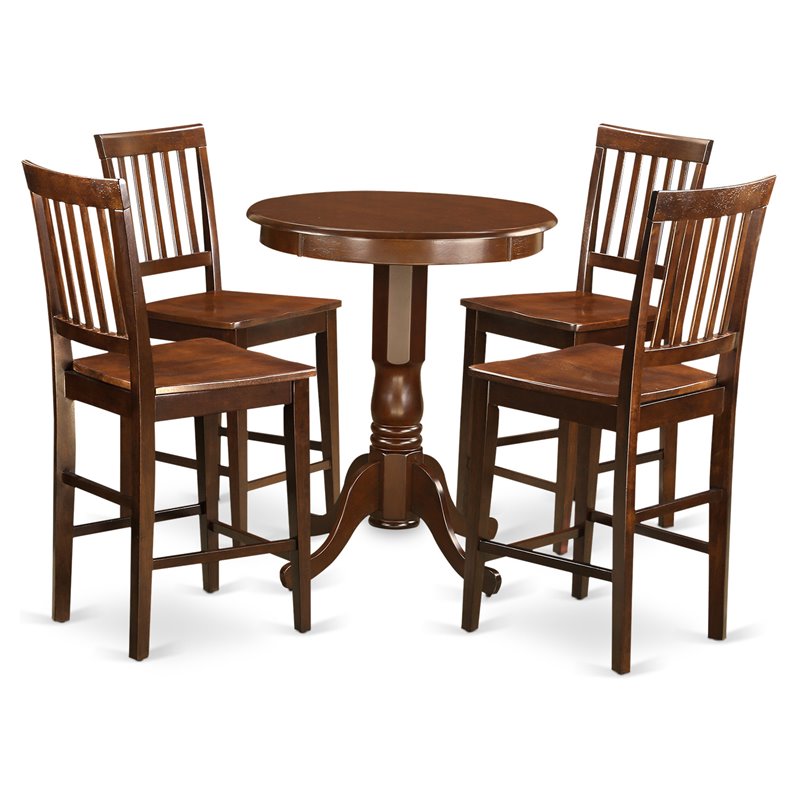 East West Furniture Eden 5-piece Wood Dining Table and Chair Set in Mahogany