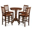 East West Furniture Eden 5-piece Wood Dining Table and Chair Set in Mahogany