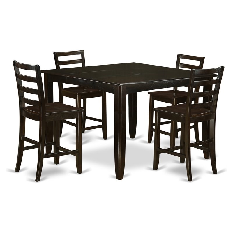 East West Furniture Fairwind 5-piece Wood Dining Set in Cappuccino