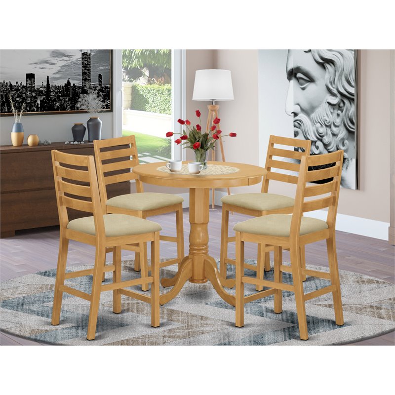 East West Furniture Jackson 5-piece Traditional Wood Dining Set in Oak