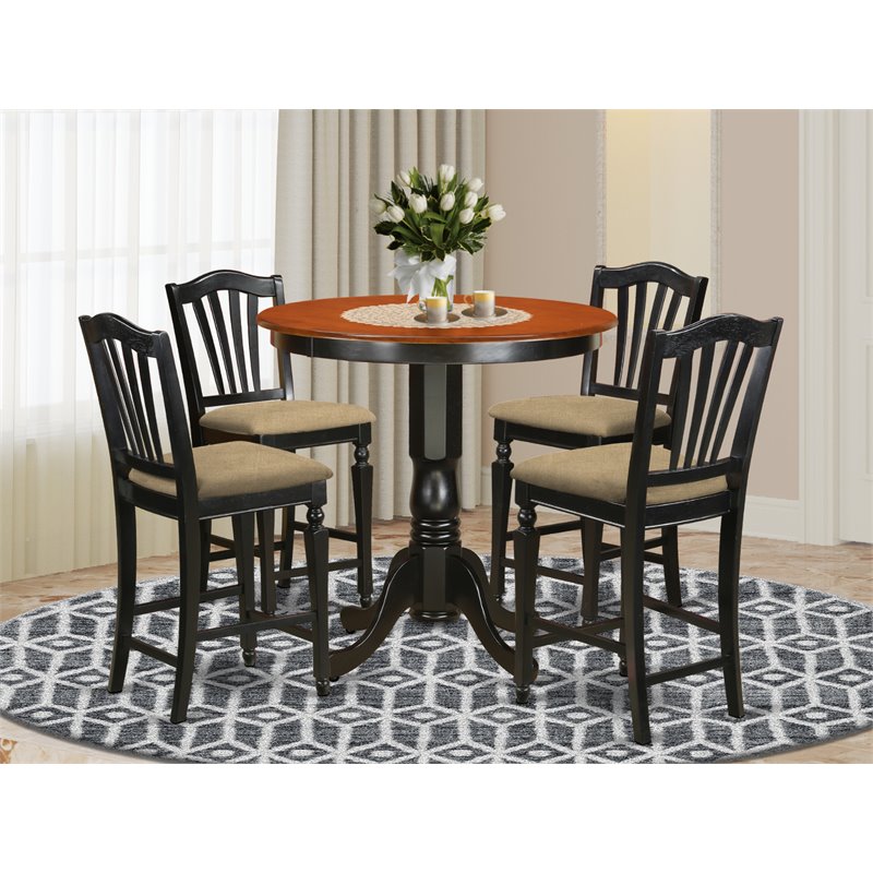 East West Furniture Jackson 5-Piece Wood Dining Set in Black/Cherry