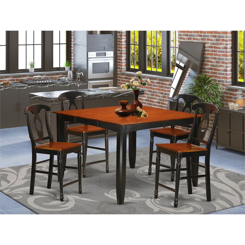 East West Furniture Fairwind 5-piece Dining Table and Chair Set in Black/Cherry