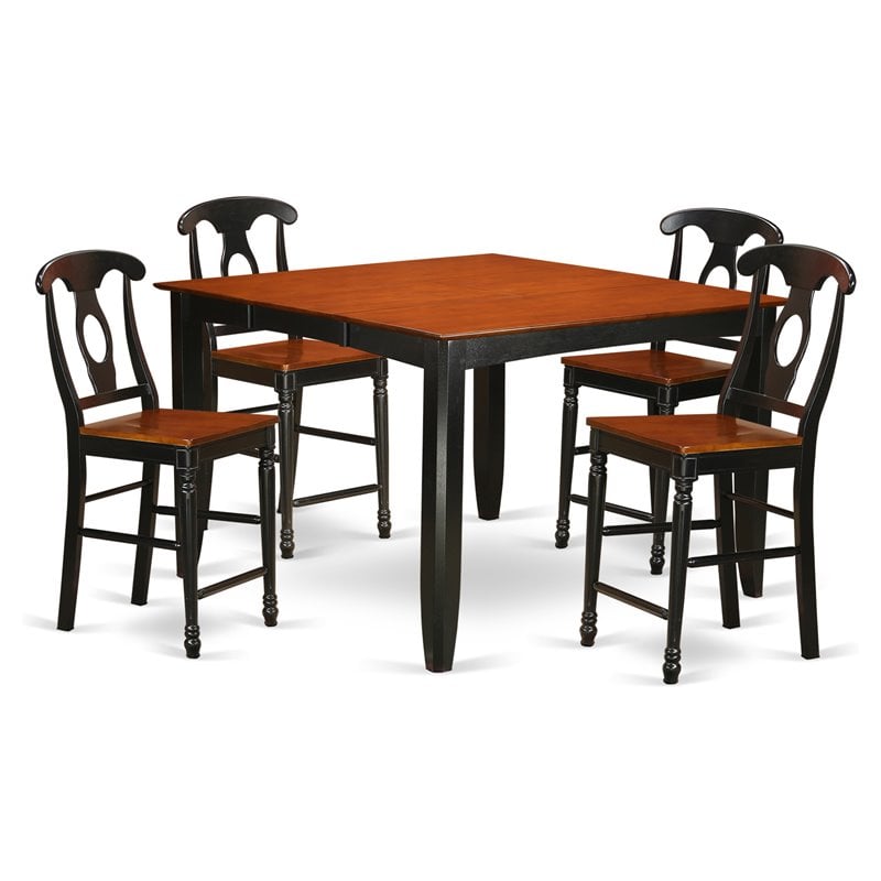 East West Furniture Fairwind 5-piece Dining Table and Chair Set in Black/Cherry
