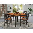East West Furniture Fairwind 5-piece Dining Table and Chairs in Black/Cherry